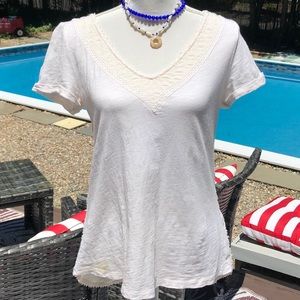 Meadow Rue White & Tan Top Med